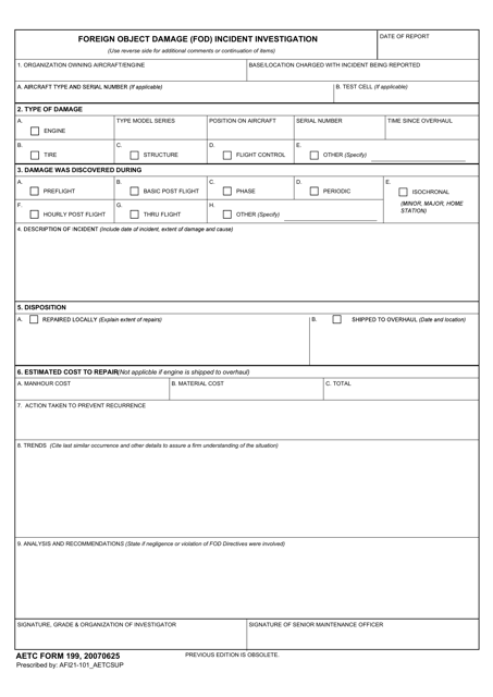 AETC Form 199  Printable Pdf