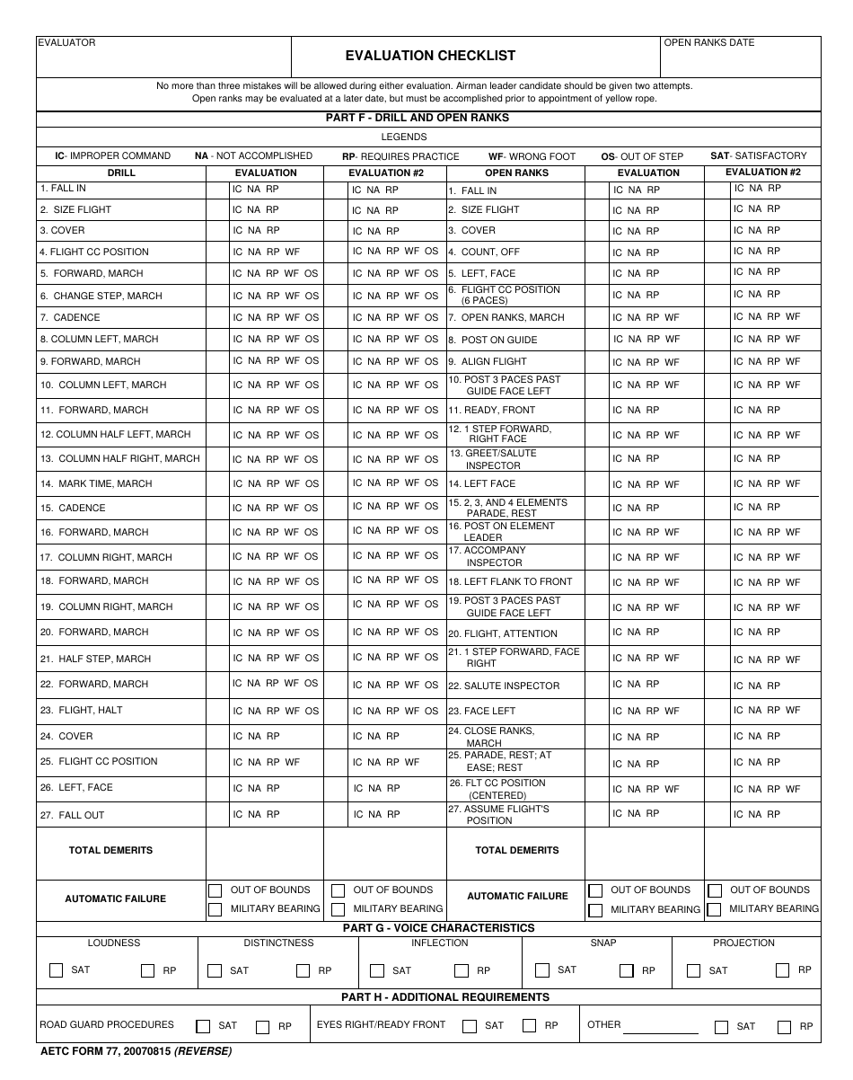 AETC Form 77 - Fill Out, Sign Online and Download Fillable PDF ...