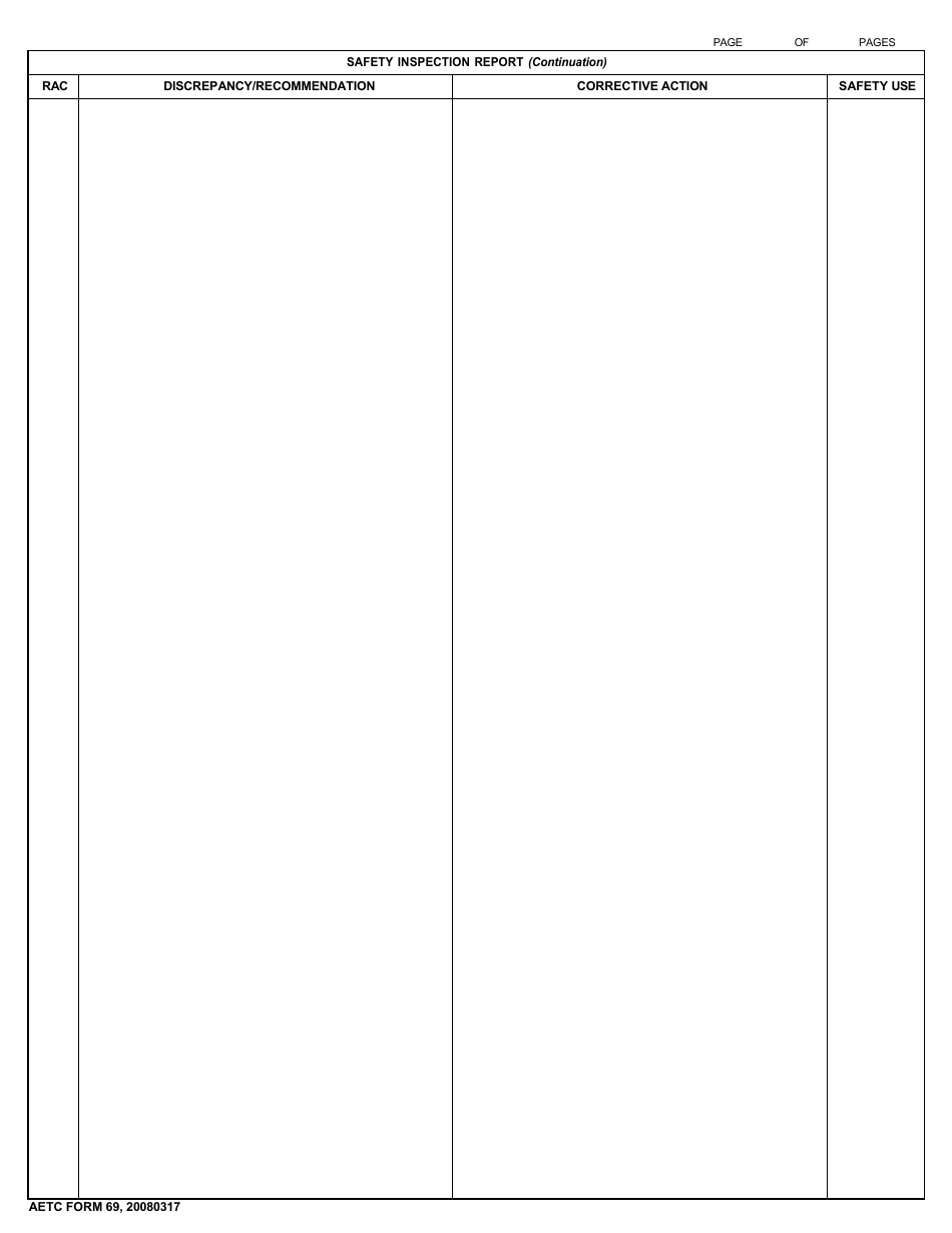 AETC Form 69 Safety Inspection Report, Page 6