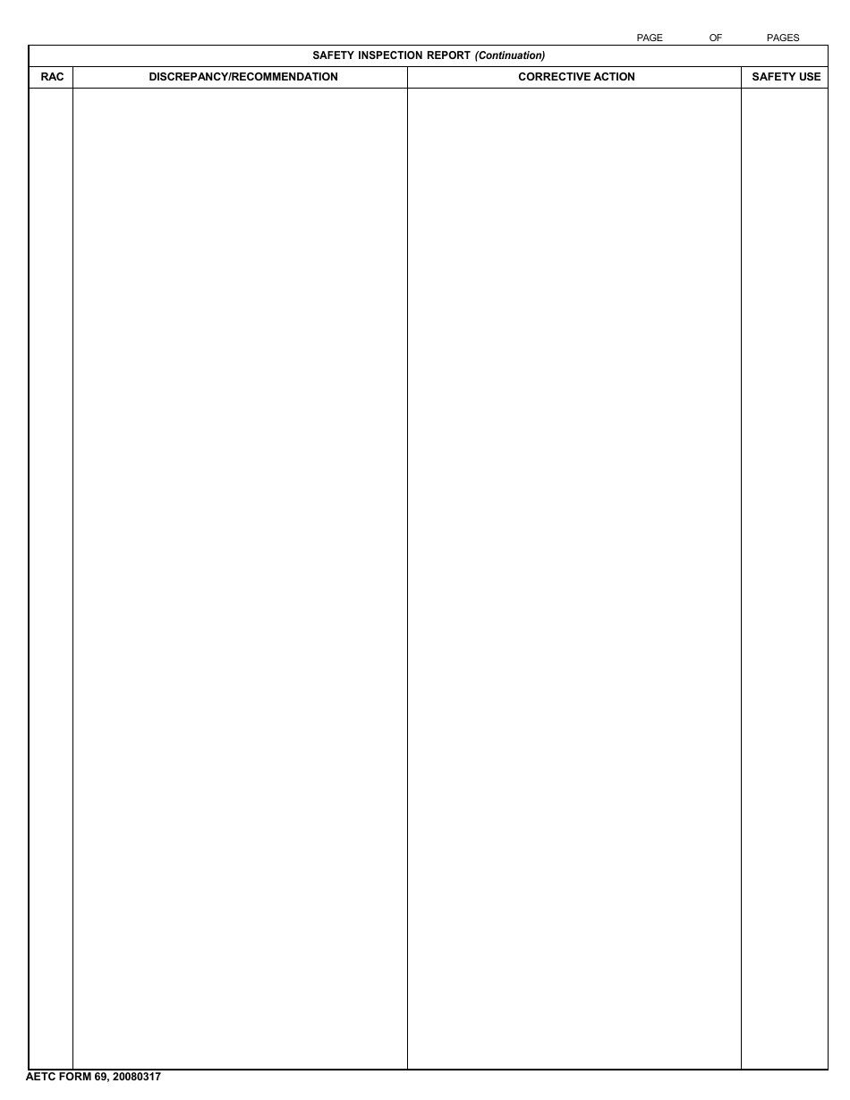 AETC Form 69 Safety Inspection Report, Page 9