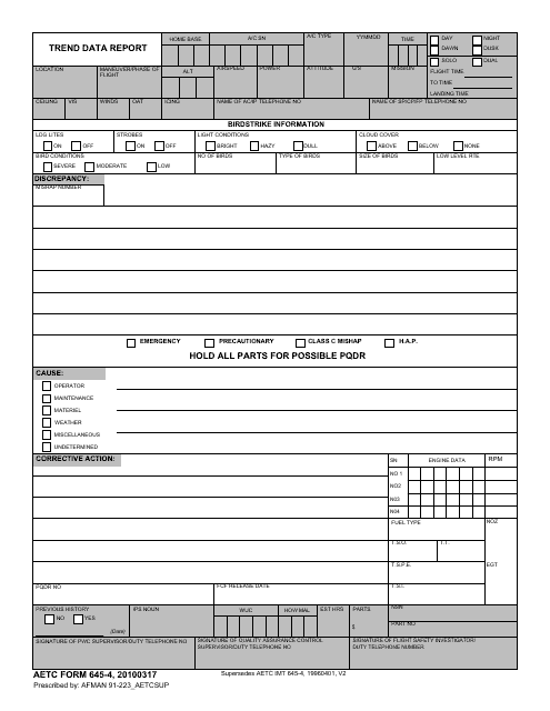 AETC Form 645-4  Printable Pdf