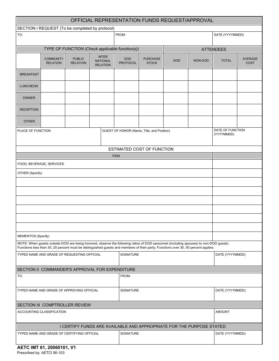 AETC IMT Form 61 - Fill Out, Sign Online And Download Fillable PDF ...