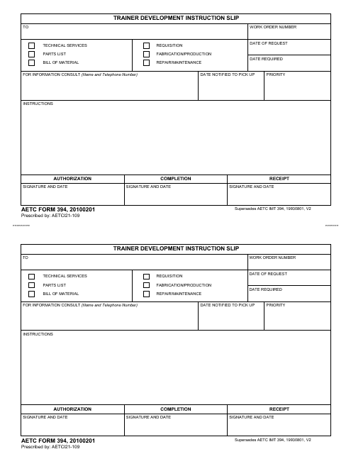 AETC Form 394  Printable Pdf
