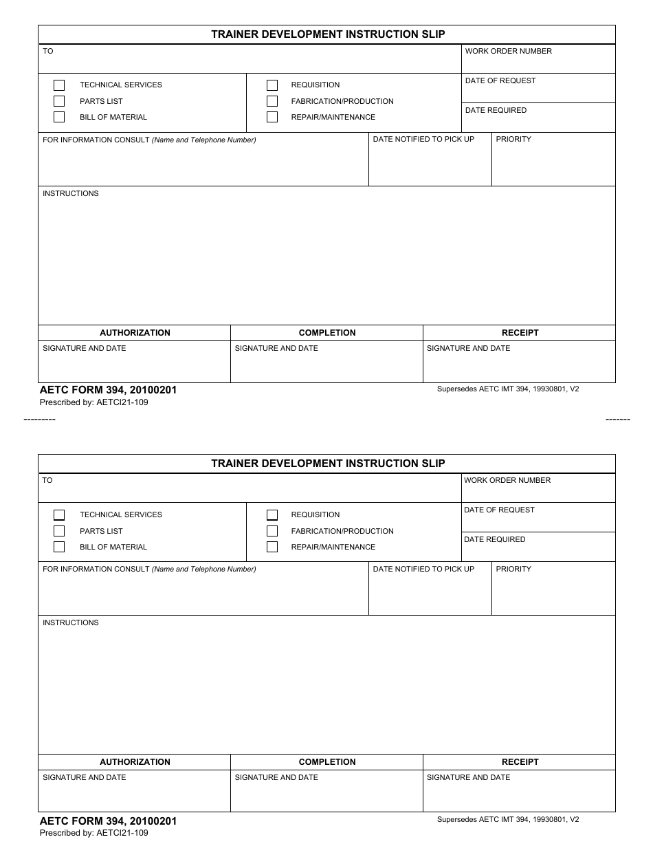 AETC Form 394 - Fill Out, Sign Online and Download Fillable PDF ...