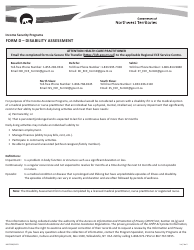 Document preview: Form D (NWT9386) Disability Assessment - Income Security Programs - Northwest Territories, Canada