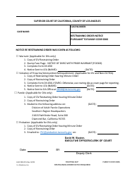 Document preview: Form LASC FAM215 Restraining Order Notice Pursuant to Family Code 6306 - County of Los Angeles, California