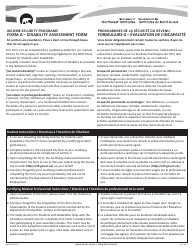 Form G (NWT9008) Disability Assessment Form - Income Security Programs - Northwest Territories, Canada (English/French)