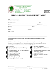 Form 09 Special Inspection Documentation - City of Chico, California