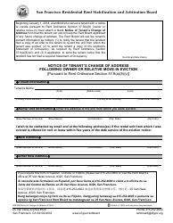 Document preview: Form 958 Notice of Tenant's Change of Address Following Owner or Relative Move-In Eviction - City and County of San Francisco, California