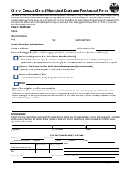 Document preview: Municipal Drainage Fee Appeal Form - City of Corpus Christi, Texas