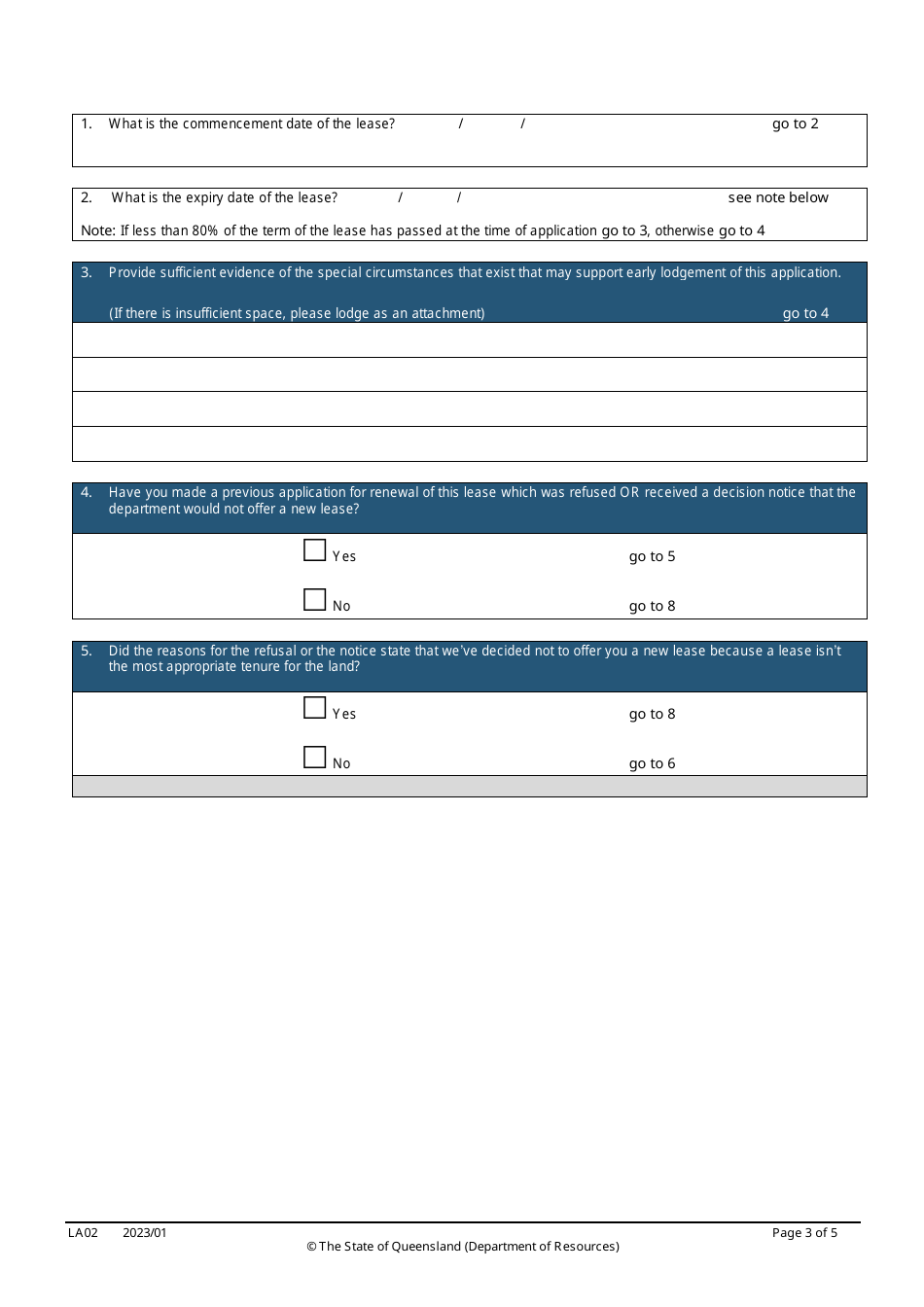 Form LA02 Part B Renewal of Lease Application - Queensland, Australia, Page 3