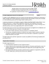 Form OHP3128 Application Assistance by Provider Staff - Oregon