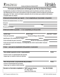 Document preview: Formulario OHP3360 Formulario De Notificacion De Emergencia Del Plan De Salud De Oregon - Oregon (Spanish)