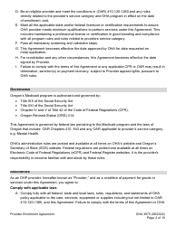 Form OHA3975 Provider Enrollment Agreement - Oregon, Page 2