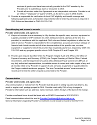 Form OHA3975 Provider Enrollment Agreement - Oregon, Page 4