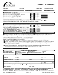 Document preview: Form DOC03-216 Tuberculin Screening - Washington