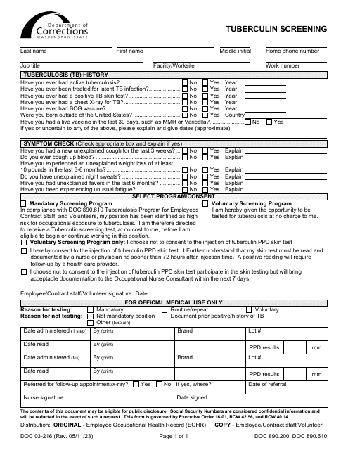 Form DOC03-216  Printable Pdf