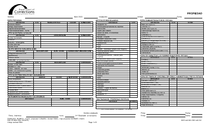 Formulario DOC05-062S Propiedad Del Interno/Interna - Washington (Spanish)