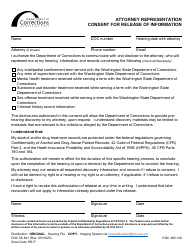 Document preview: Form DOC05-831 Attorney Representation - Consent for Release of Information - Washington