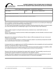 Document preview: Form DOC13-460ES Patient Request for Outside Health Services - Washington (English/Spanish)