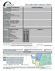 Document preview: Form DOC19-082 Vehicle/Machinery Disposal Request - Washington
