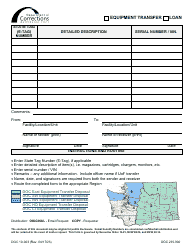 Document preview: Form DOC19-003 Equipment Transfer/Loan - Washington