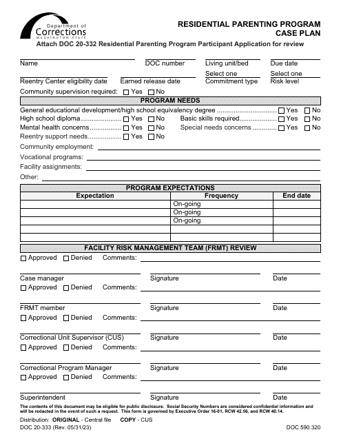 Form DOC20-333  Printable Pdf