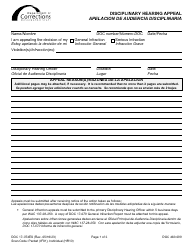 Document preview: Form DOC17-074ES Disciplinary Hearing Appeal - Washington (English/Spanish)