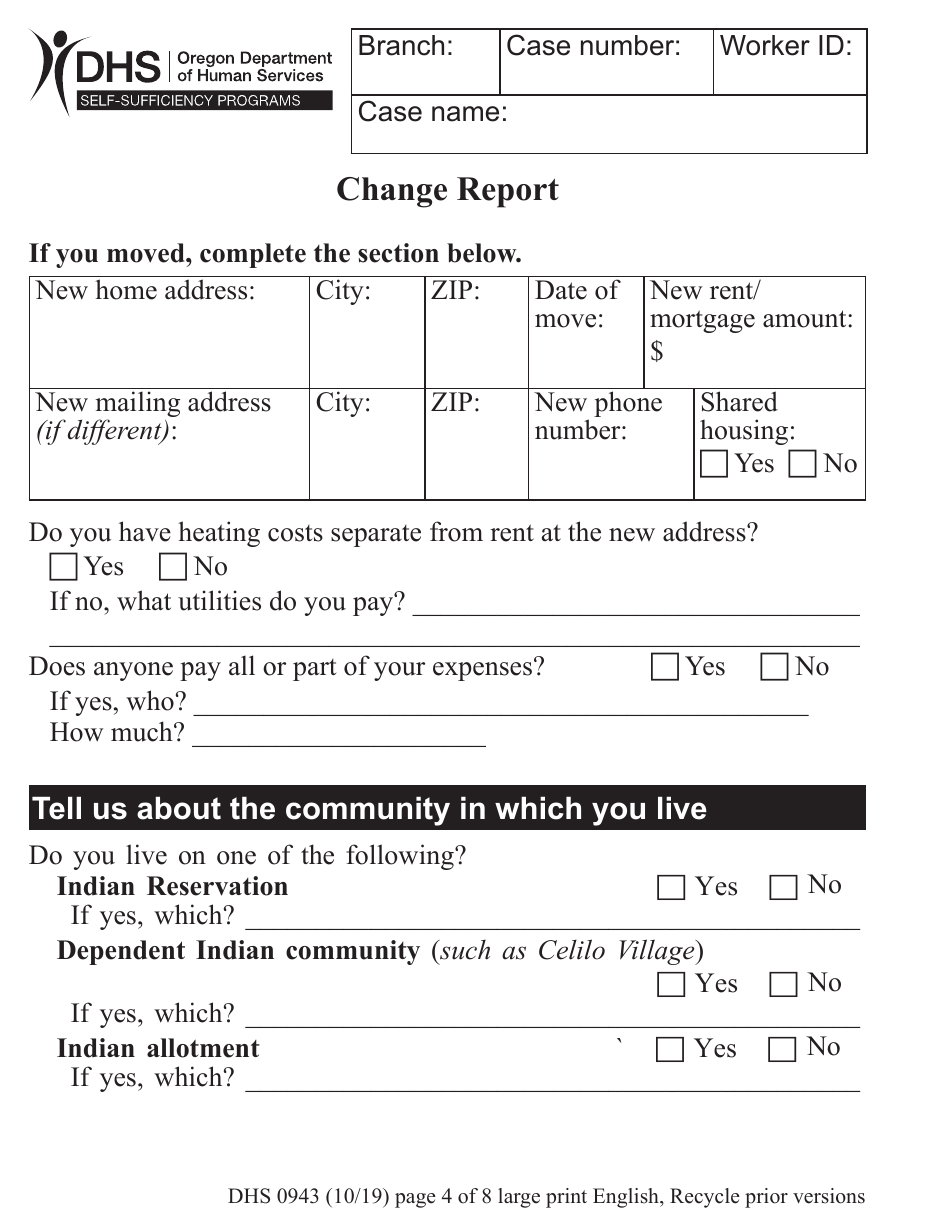 Form DHS0943 Change Report - Large Print - Oregon, Page 5