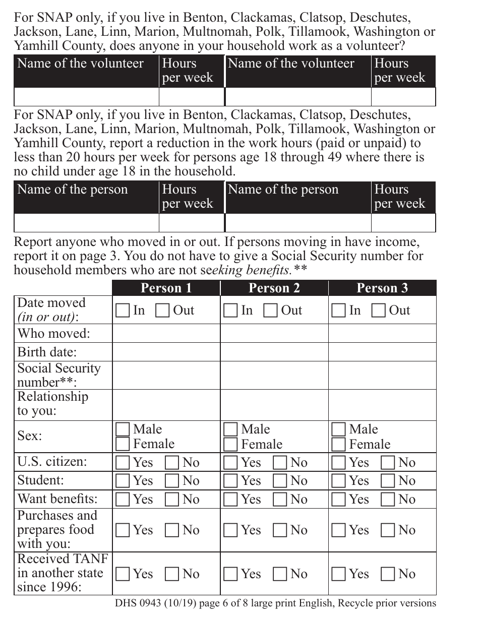 Form DHS0943 Change Report - Large Print - Oregon, Page 7