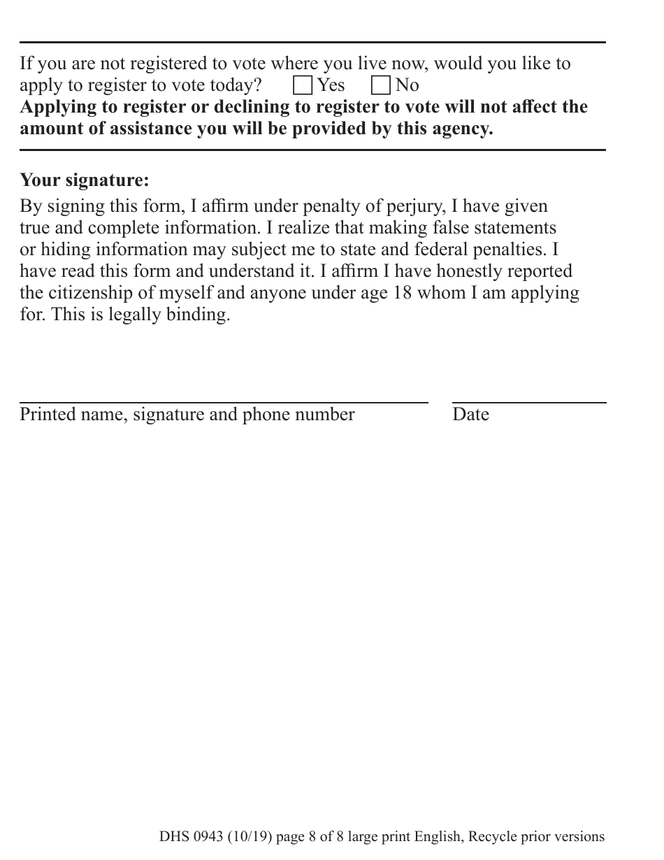 Form DHS0943 Change Report - Large Print - Oregon, Page 9