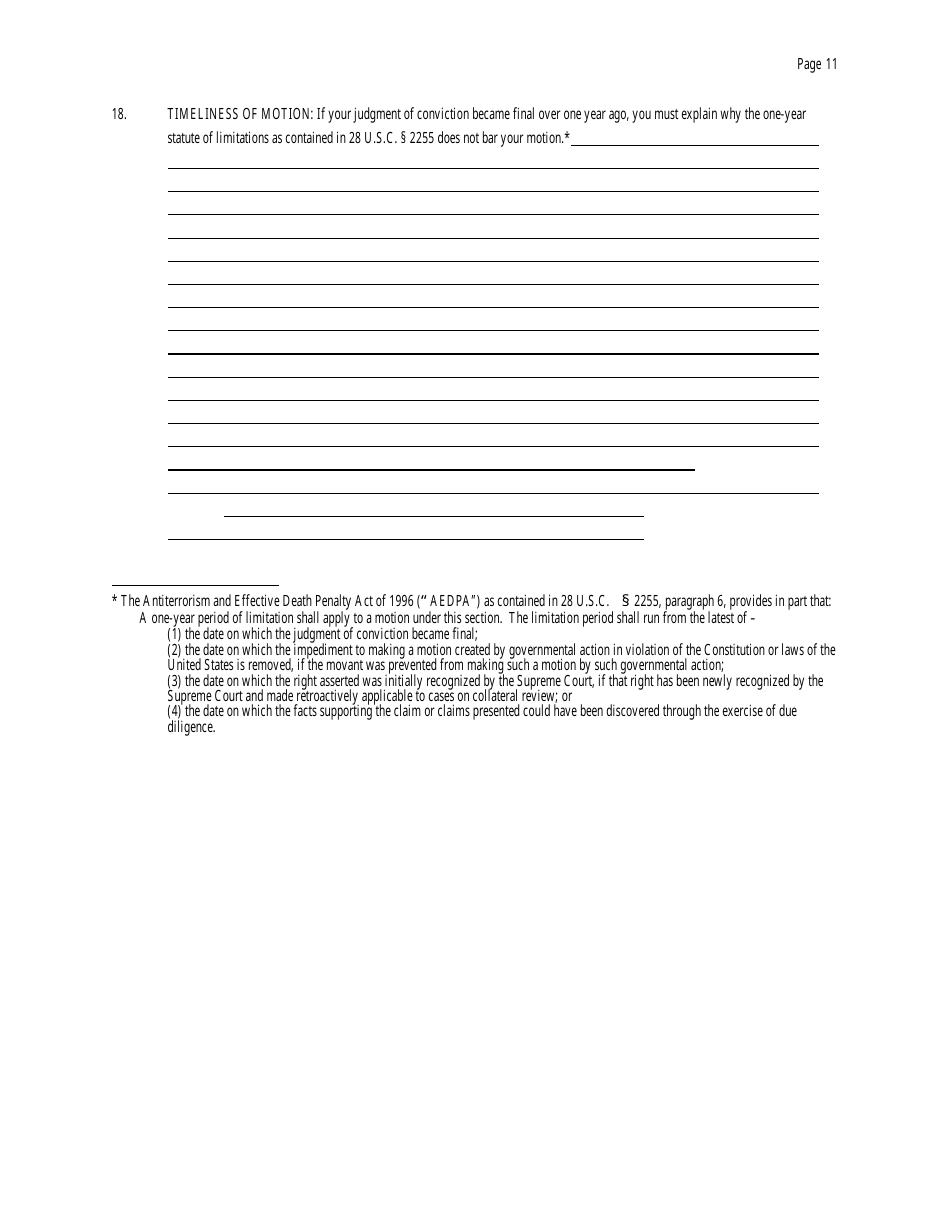 Motion Under 28 U.s.c. 2255 to Vacate, Set Aside, or Correct Sentence by a Person in Federal Custody - Oklahoma, Page 11