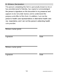 Form OHA3905 Advance Directive Form (Large Print) - Oregon, Page 14