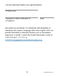 Form OHA3905 Advance Directive Form (Large Print) - Oregon, Page 16