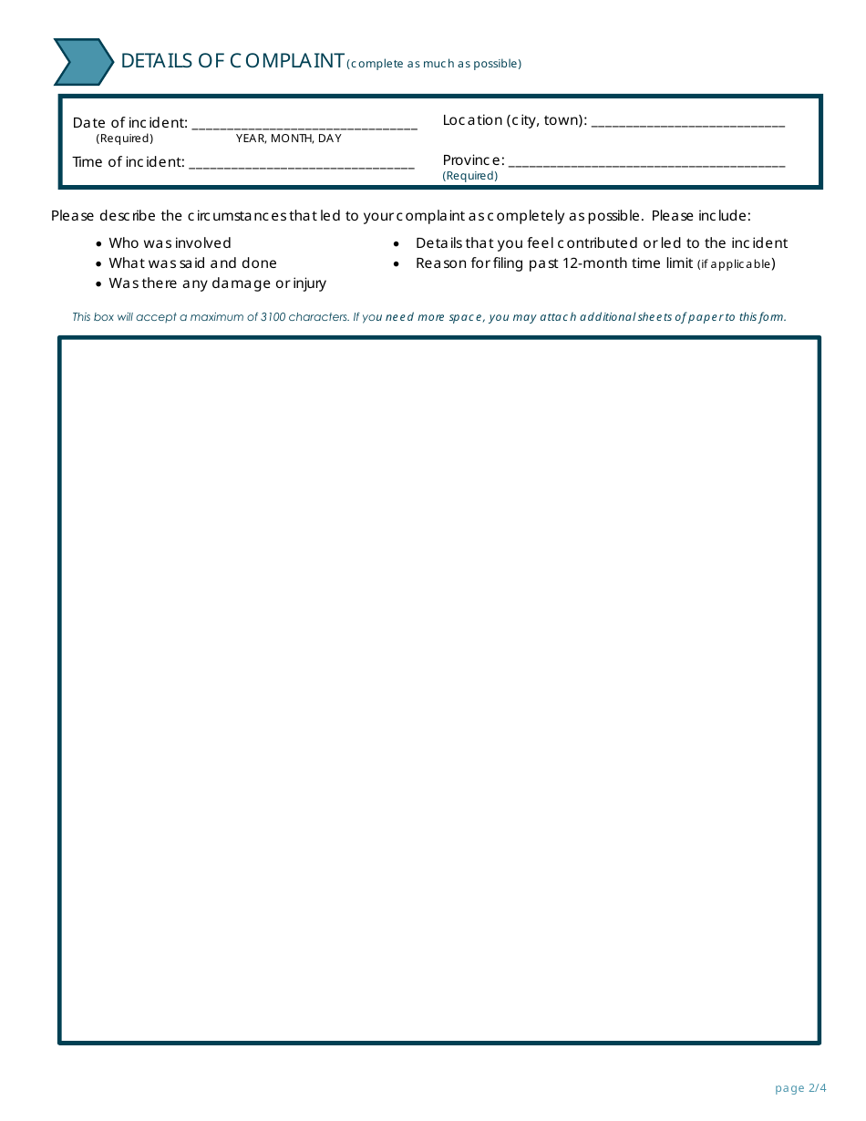Public Complaint Form Guide - Canada, Page 3