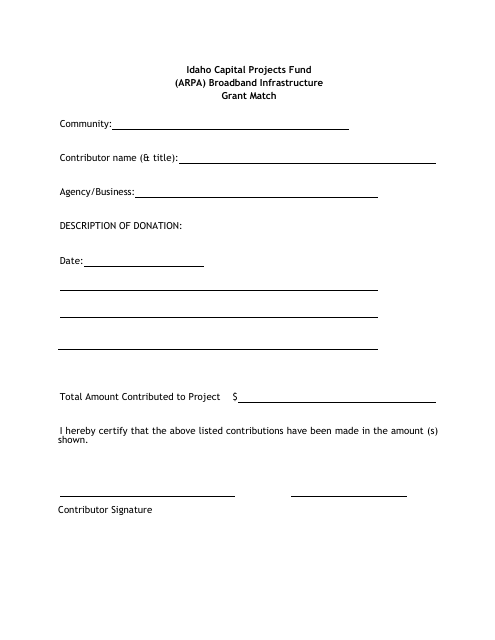 Capital Projects Fund Match Letter Template - Idaho Download Pdf