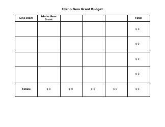 Document preview: Idaho Gem Grant Budget - Idaho