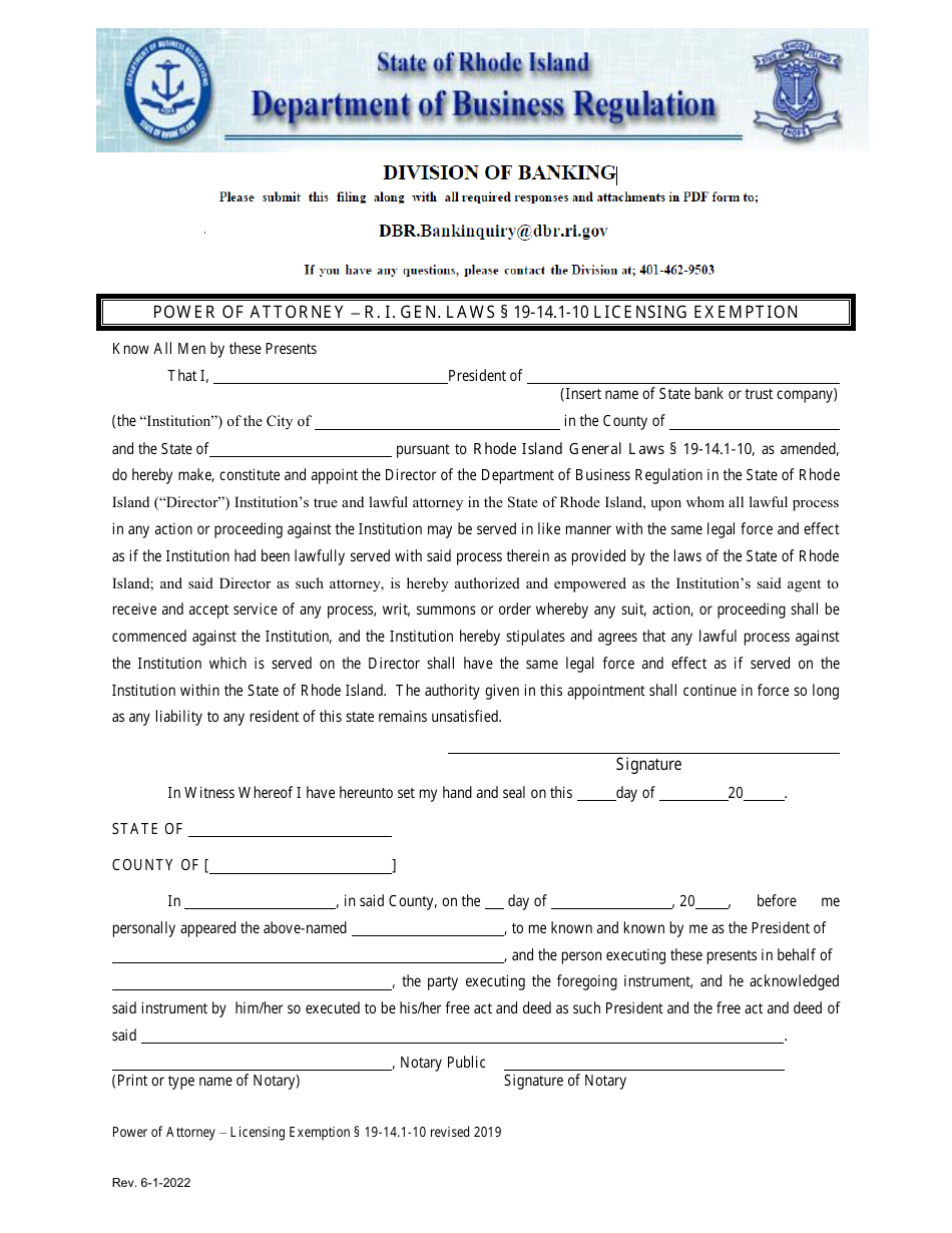 Non-rhode Island-Chartered Bank or Credit Union Lender and Loan Broker License Exemption Notice - Rhode Island, Page 5