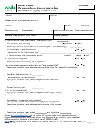 Form 0032A Worker&#039;s Report - Work Related Noise-Induced Hearing Loss - Ontario, Canada