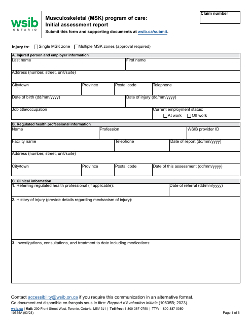 Form 10635A  Printable Pdf
