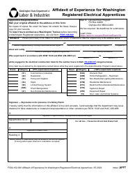 Document preview: Form F500-152-000 Affidavit of Experience for Washington Registered Electrical Apprentices - Washington