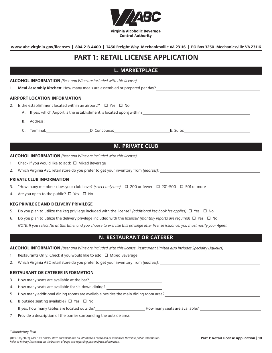 Retail License Application - Virginia, Page 10