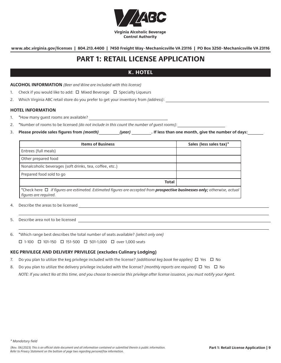 Retail License Application - Virginia, Page 9