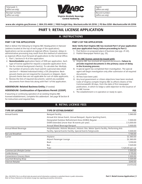 Retail License Application - Virginia