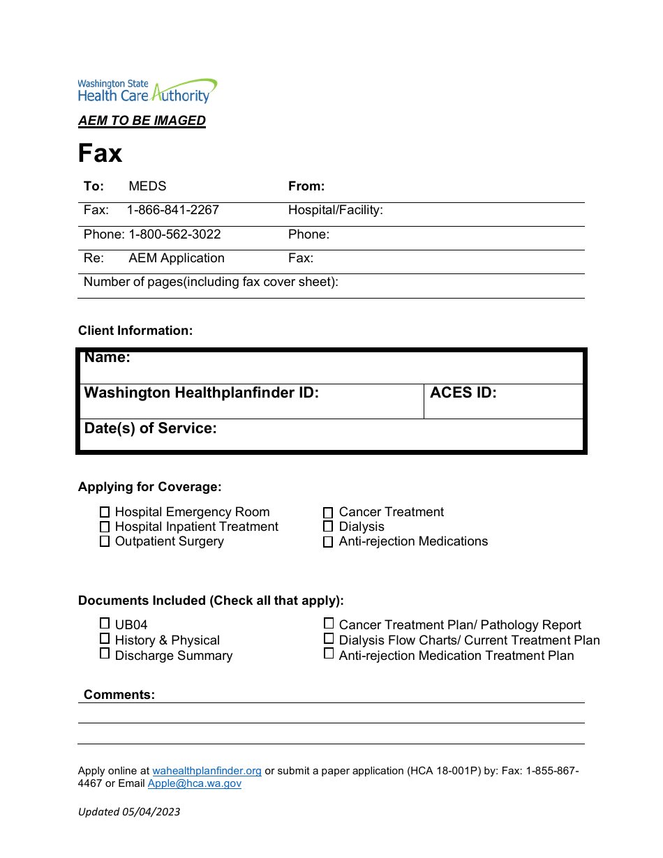 Washington Aem Fax Cover Sheet Fill Out, Sign Online and Download PDF