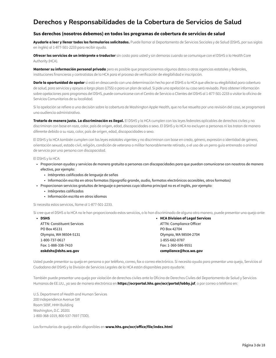 Formulario HCA18-005 SP Solicitud De Washington Apple Health Para Personas Ancianas, Ciegas, Discapacitadas / Servicios Y Apoyos a Largo Plazo - Washington (Spanish), Page 3
