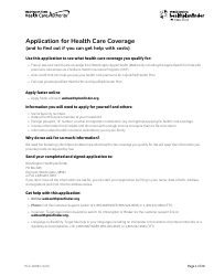 Document preview: Form HCA18-001 Application for Health Care Coverage - Washington