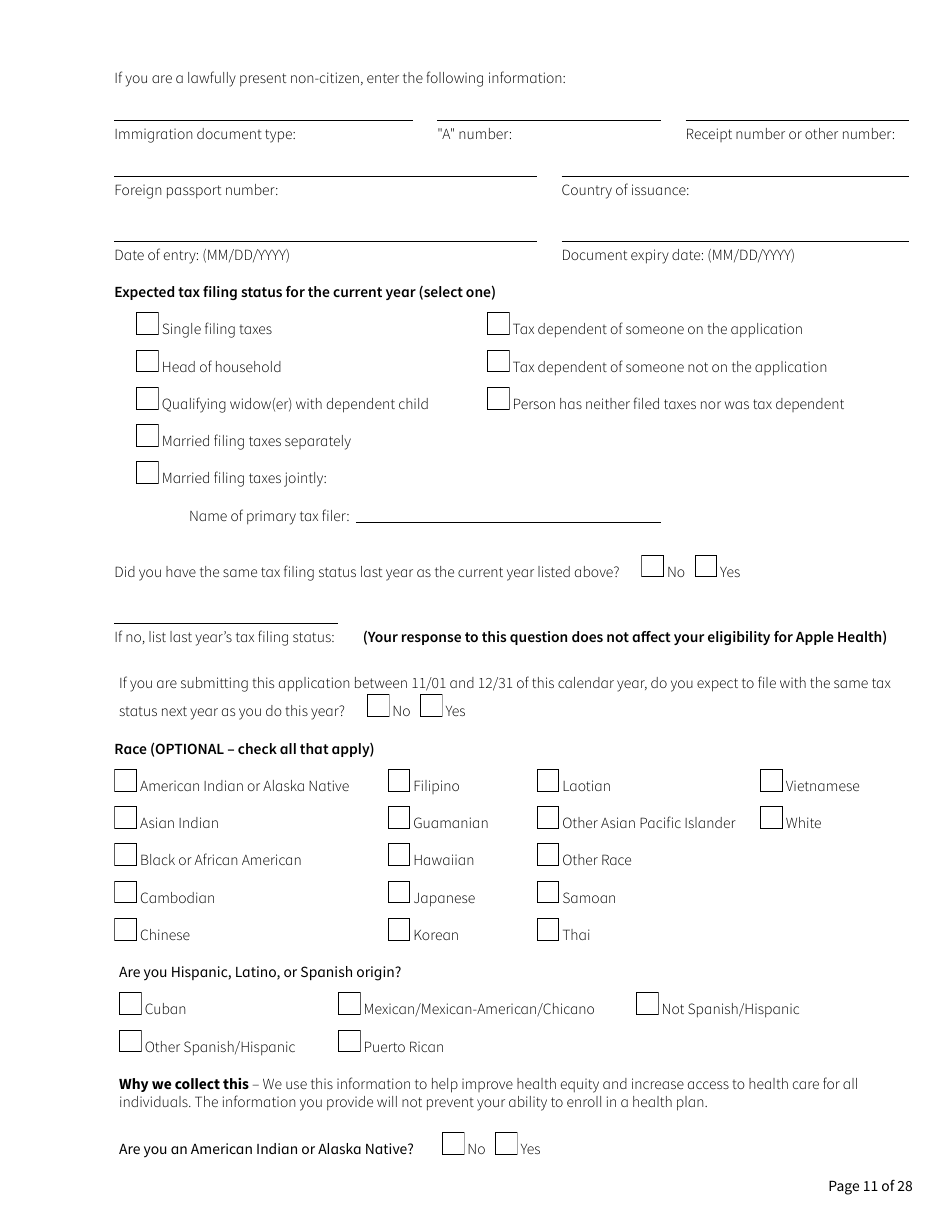 Form HCA18-001 Application for Health Care Coverage - Washington, Page 11