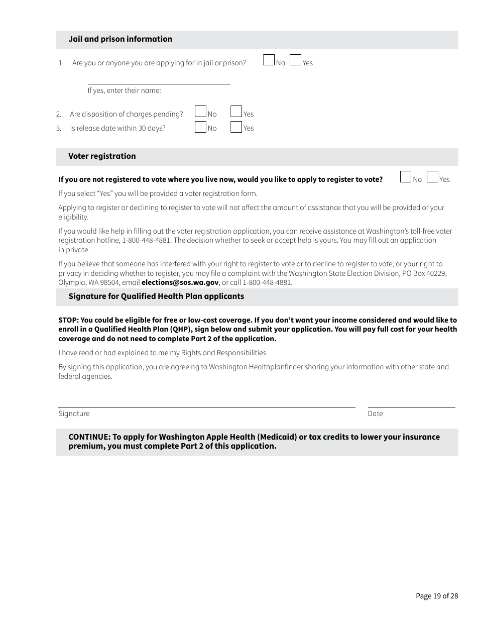 Form HCA18-001 Application for Health Care Coverage - Washington, Page 19