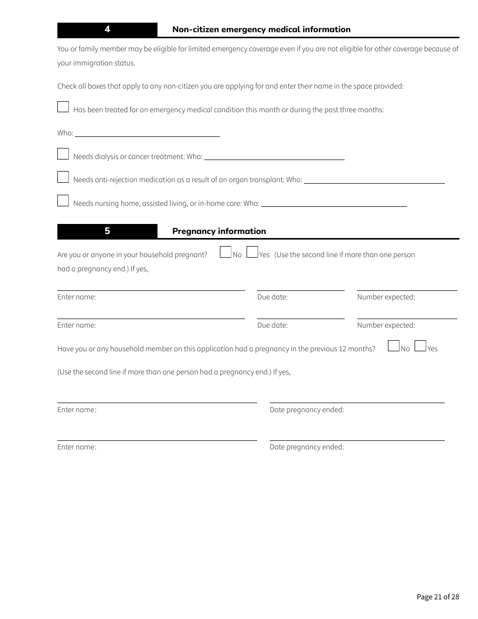 Form HCA18-001 Application for Health Care Coverage - Washington, Page 21